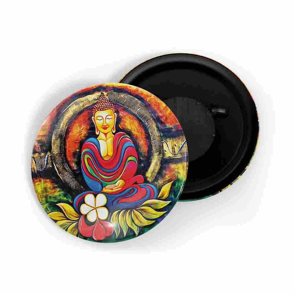 dhcrafts Fridge Magnet Multicolor Buddha D3 Glossy Finish Design Pack of 1 (58mm)